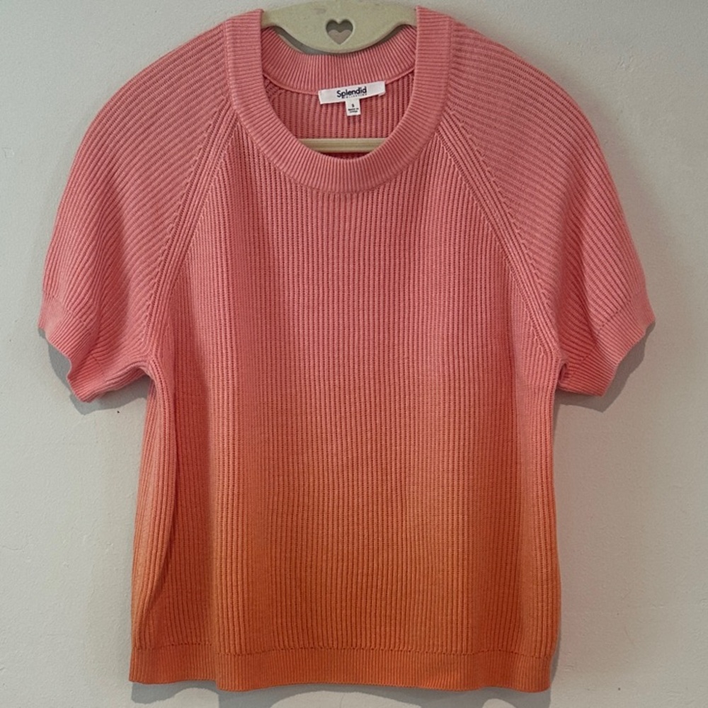 Splendid Della Dip Dye Short Sleeve Sweater